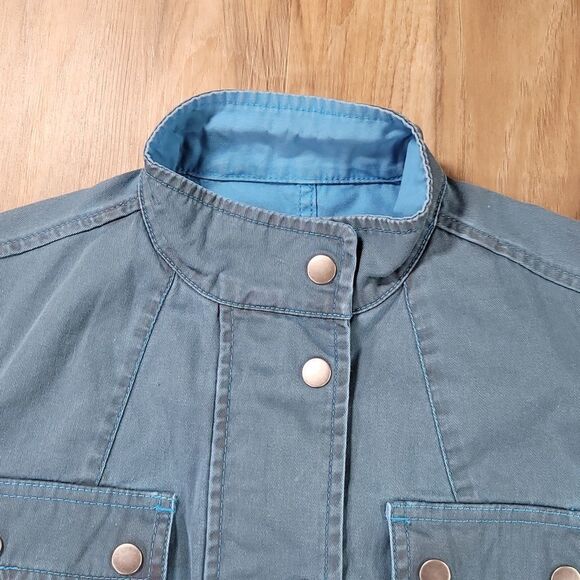 ☔️🔹️French Connection Blue Zippered Utility Jacket Size 8 - Picture 4 of 16